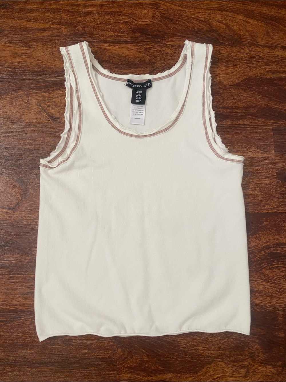 Sincerely  Jules Cream Tank with Contrast Trim